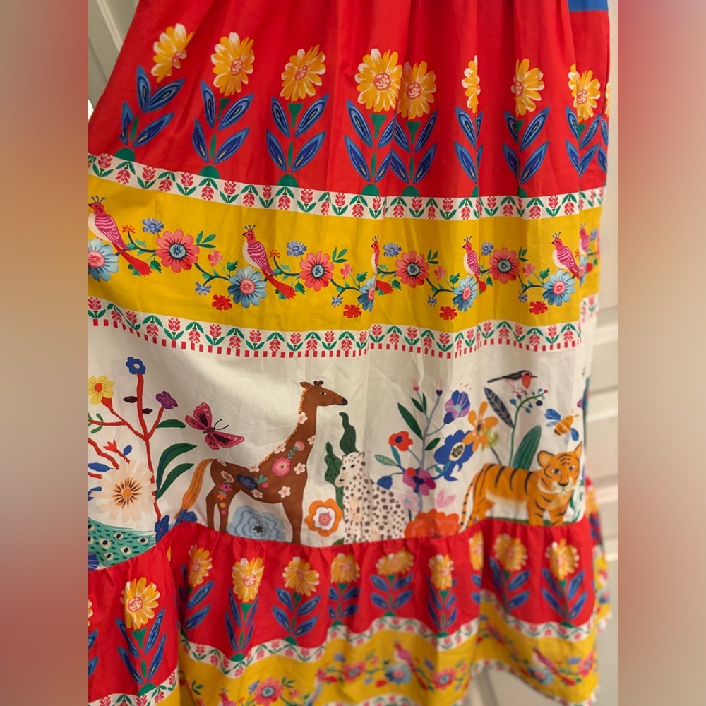 THML Tropical Animal Print Smocked Midi Dress Small Anthropologie NWT - Picture 16 of 16